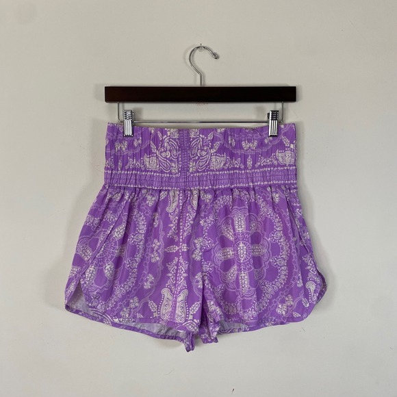 FP Movement by Free People Pants - Free People Movement The Way Home purple paisley high waisted running shorts lg